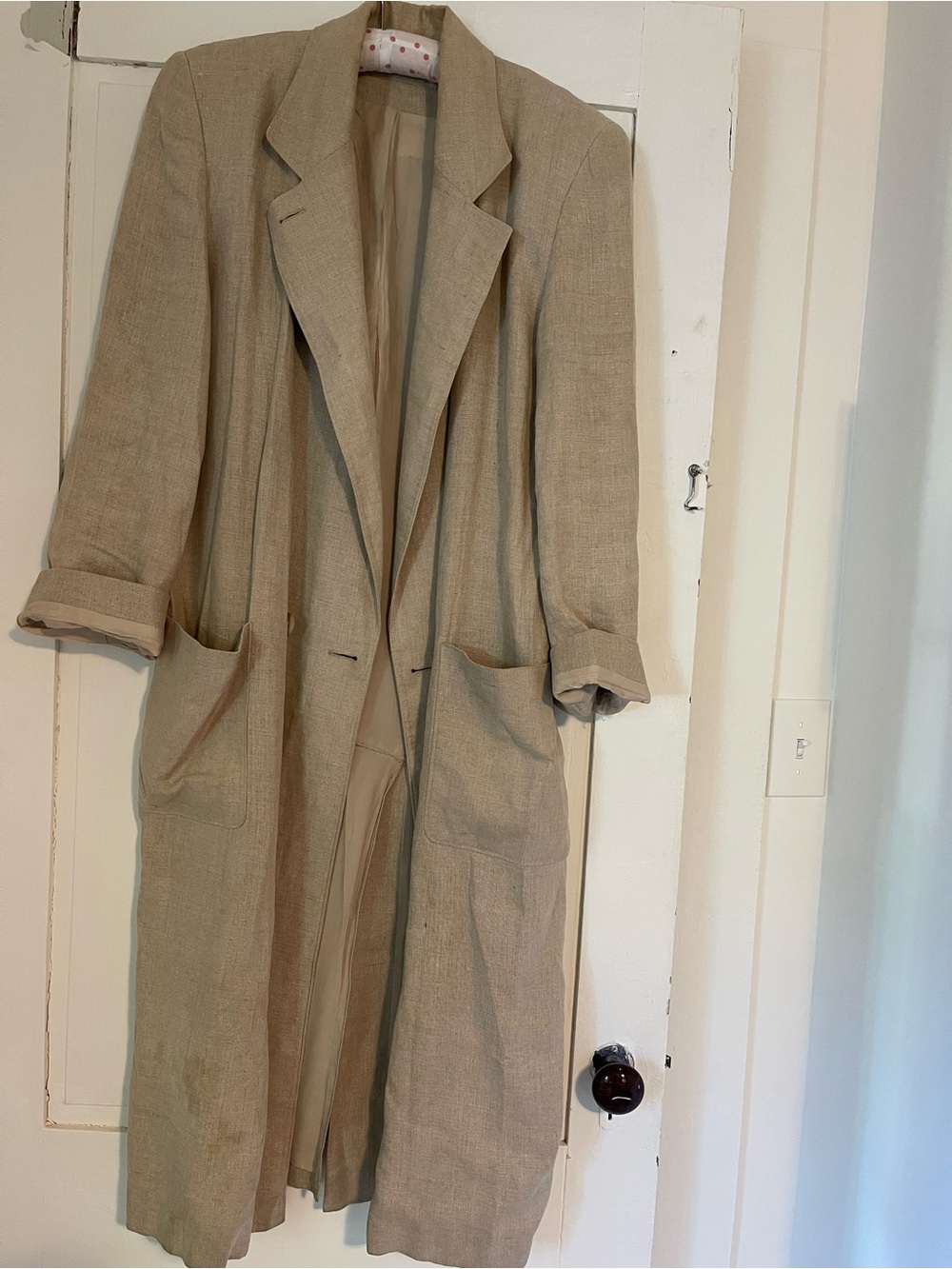 Vintage Perry Ellis Archival Linen Duster Coat - Size 12